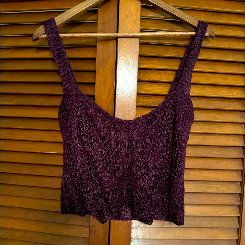 Zara crochet style knit purple crop top
